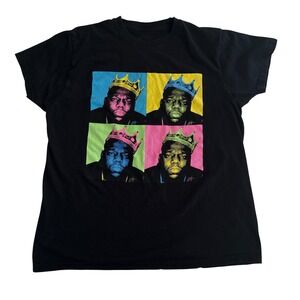 Biggie Smalls Notorious BIG Pop Art T Shirt Black Graphic Tee Size L